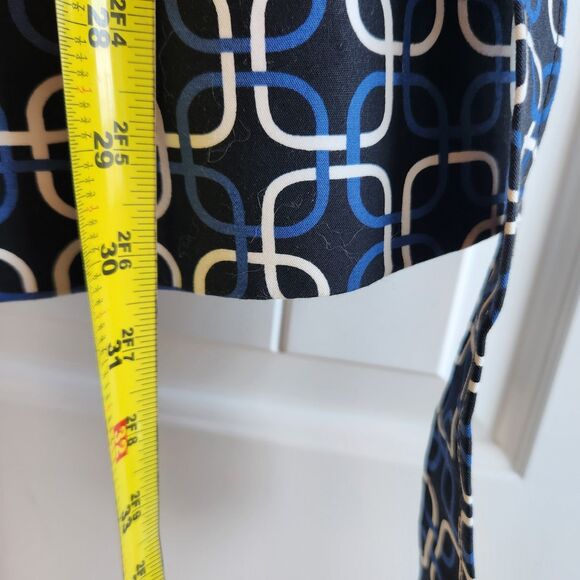 Ann Taylor Petite Trench Coat SP Black/Blue/White Geometric Pattern - Picture 6 of 6